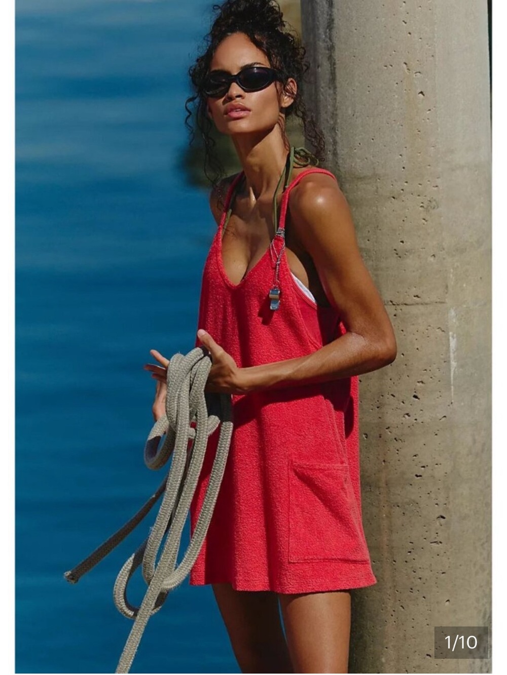 FP Movement by Free People Red Terry Mini Cover-Up Dress